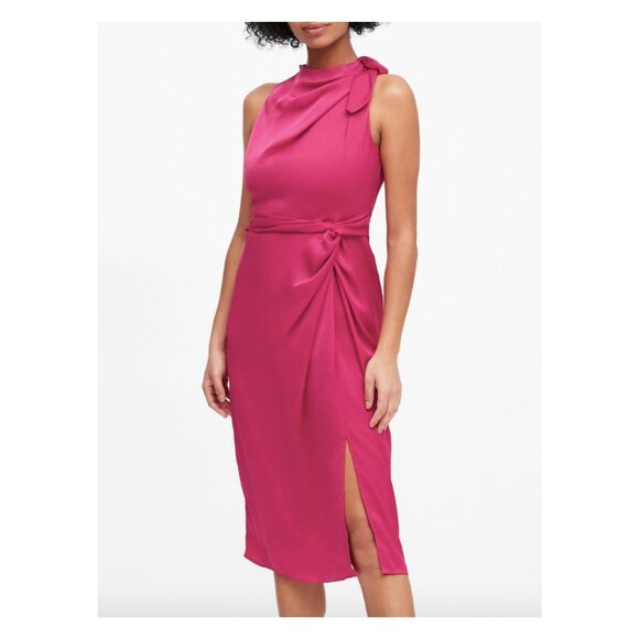 NWOT Banana Republic Tie Neck Sheath Dress - US 10 - Picture 9 of 9